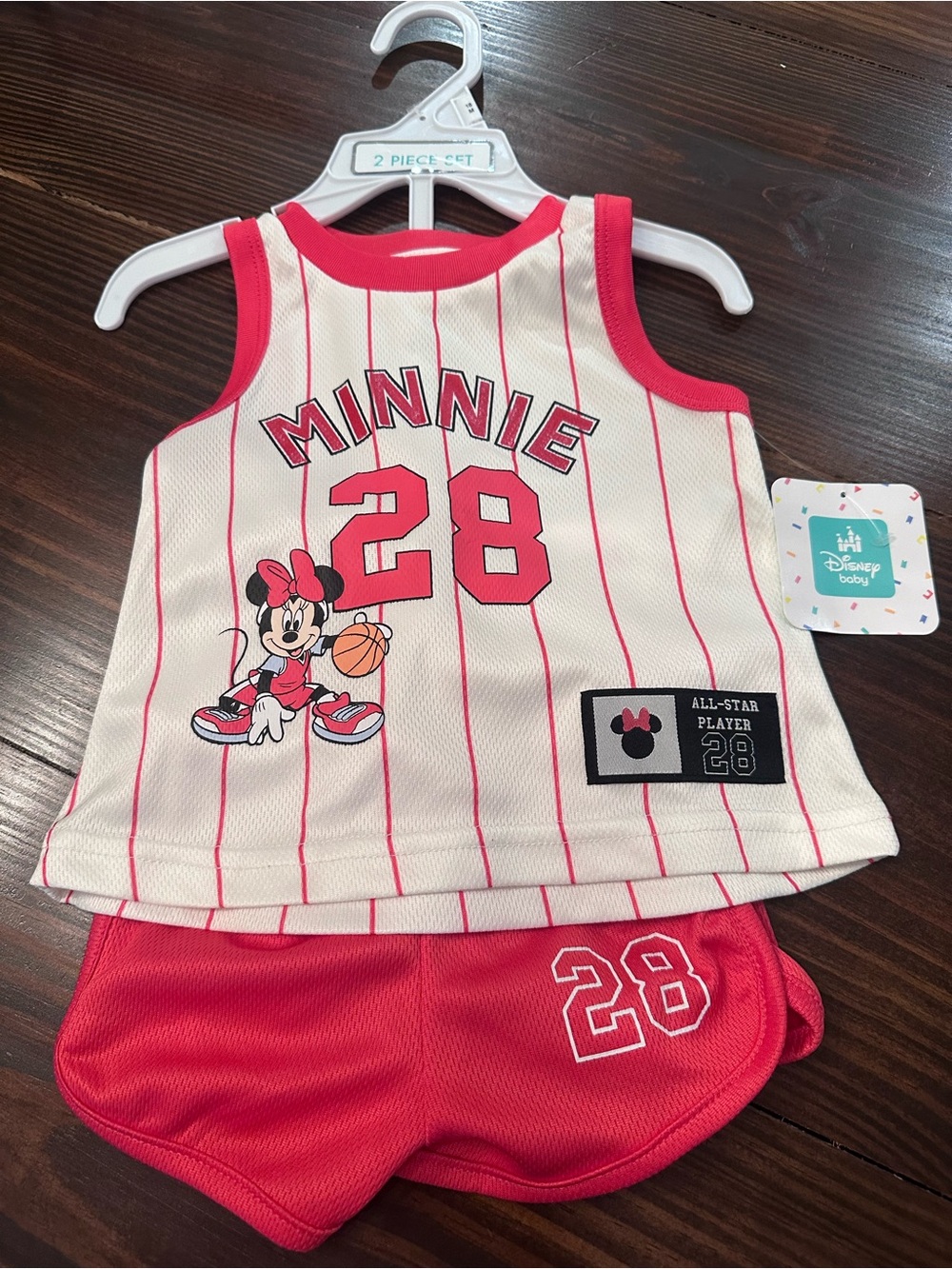 Disney Minnie Girls' Tank and Shorts Set - White & Pink